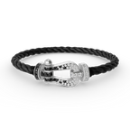 [Clover Jewelry]FORCE LARGE HORSESHOE BLACK WHITE DIAMOND BRACELET SILVER