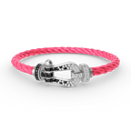 [Clover Jewelry]FORCE LARGE HORSESHOE BLACK WHITE DIAMOND BRACELET SILVER