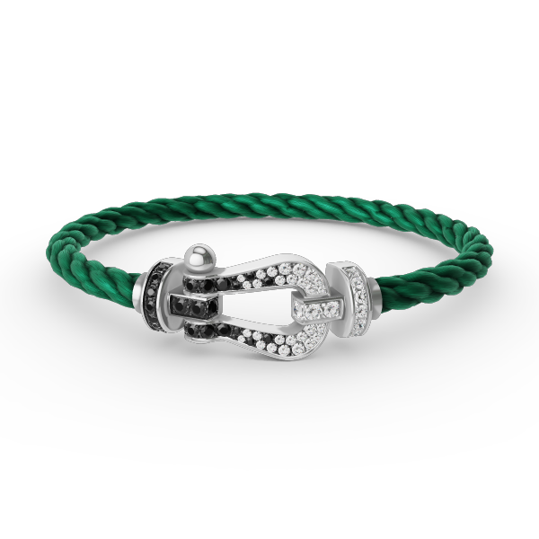 [Clover Jewelry]FORCE LARGE HORSESHOE BLACK WHITE DIAMOND BRACELET SILVER