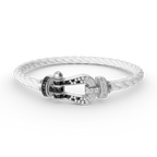 [Clover Jewelry]FORCE LARGE HORSESHOE BLACK WHITE DIAMOND BRACELET SILVER