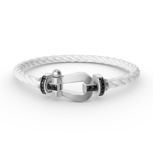 [Clover Jewelery]FORCE LARGE HORSESHOE BLACK DIAMOND BRACELET SILVER