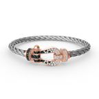 [Clover Jewelry]FORCE LARGE HORSESHOE BLACK WHITE DIAMOND BRACELET ROSE GOLD
