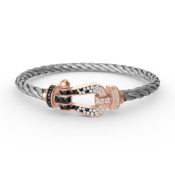 [Clover Jewelery]FORCE LARGE HORSESHOE BLACK WHITE DIAMOND BRACELET ROSE GOLD