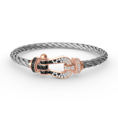 [Clover Jewelery]FORCE LARGE HORSESHOE BLACK WHITE DIAMOND BRACELET ROSE GOLD