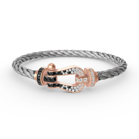 [Clover Jewelery]FORCE LARGE HORSESHOE BLACK WHITE DIAMOND BRACELET ROSE GOLD