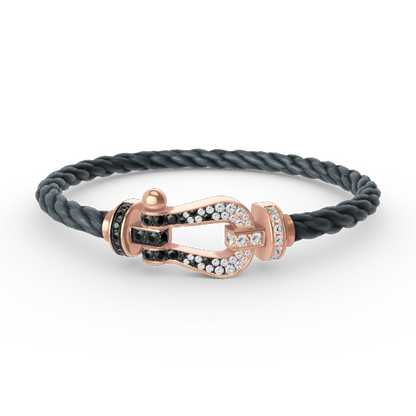 [Clover Jewelery]FORCE LARGE HORSESHOE BLACK WHITE DIAMOND BRACELET ROSE GOLD
