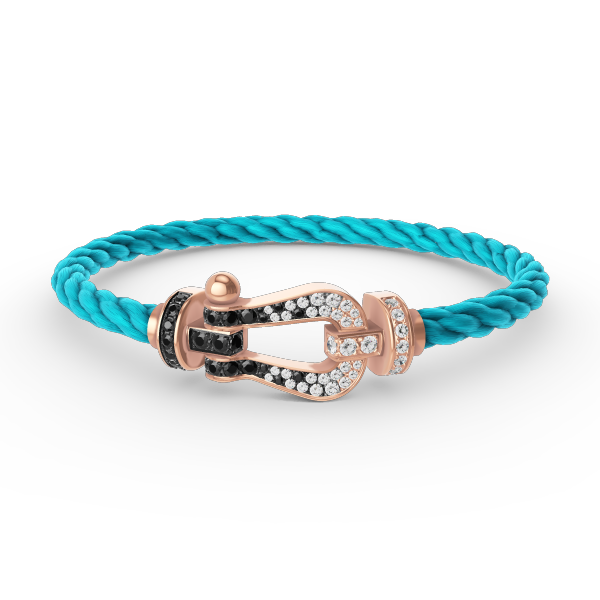 [Clover Jewelry]FORCE LARGE HORSESHOE BLACK WHITE DIAMOND BRACELET ROSE GOLD