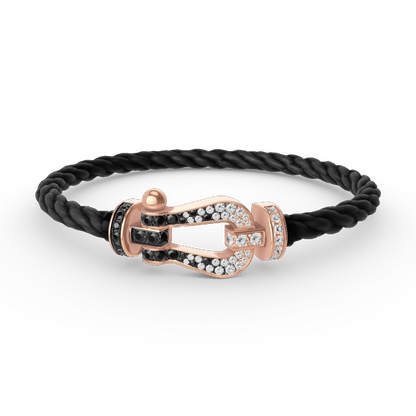 [Clover Jewelery]FORCE LARGE HORSESHOE BLACK WHITE DIAMOND BRACELET ROSE GOLD