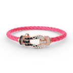 [Clover Jewelry]FORCE LARGE HORSESHOE BLACK WHITE DIAMOND BRACELET ROSE GOLD