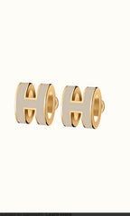 [Clover Jewelry]MINI POP H GOLD EARRINGS GREY