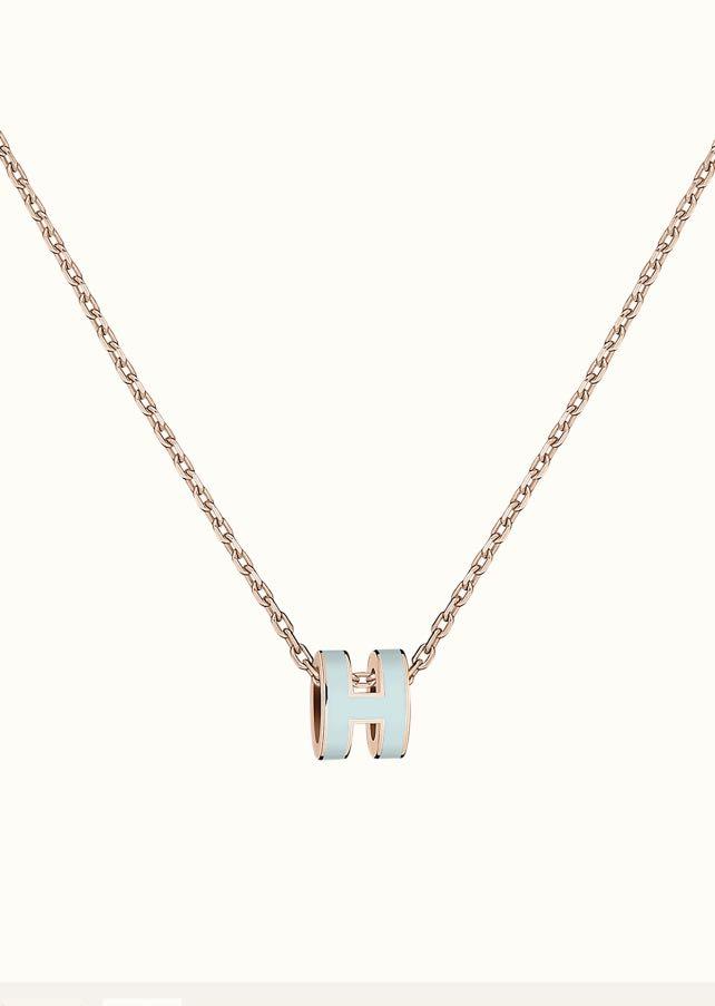 [Clover Jewelry]POP H LIGHT BLUE NECKLACE