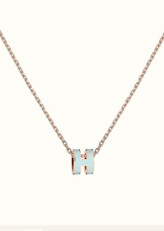 [Clover Jewelery]POP H LIGHT BLUE NECKLACE