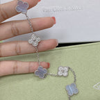 [Clover Schmuck]CLOVER 5 MOTIV DIAMANT LILA CHALCEDON ARMBAND SILBER