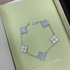 [Clover Schmuck]CLOVER 5 MOTIV DIAMANT LILA CHALCEDON ARMBAND SILBER