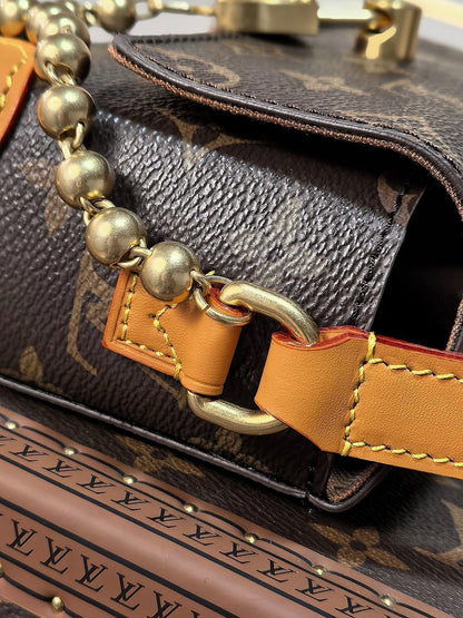 LV 25S MINI STEAMER 18 IN DARK BROWN CANVAS MONOGRAM GOLD HARDWARE