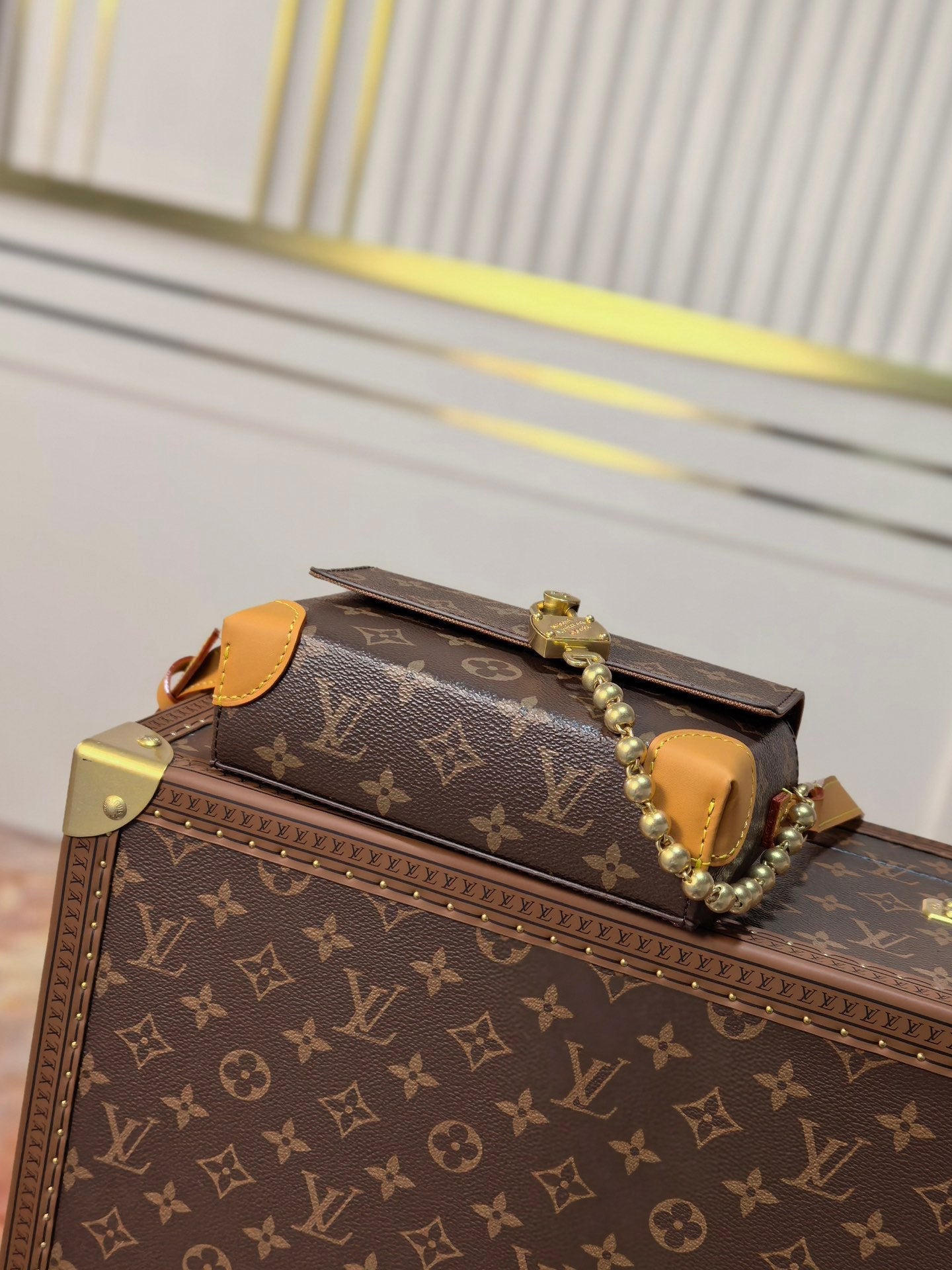 LV 25S MINI STEAMER 18 IN DARK BROWN CANVAS MONOGRAM GOLD HARDWARE