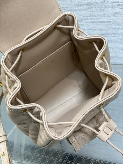 SMALL 20 CARO BACKPACK IN ALMOND BEIGE MACROCANNAGE LAMBSKIN