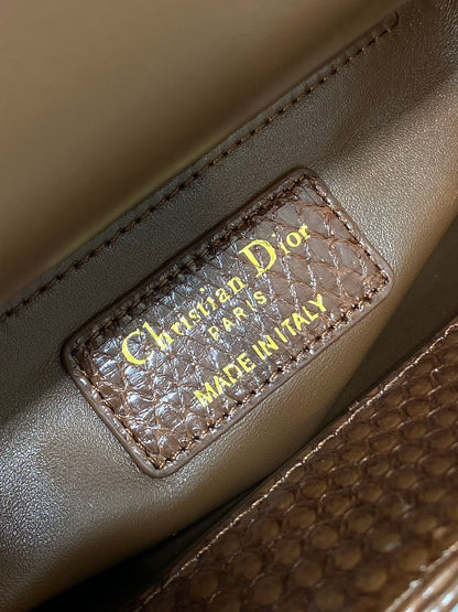 MINI 17 LADY BAG IN PEACAN BROWN METALLIC LAMBSKIN