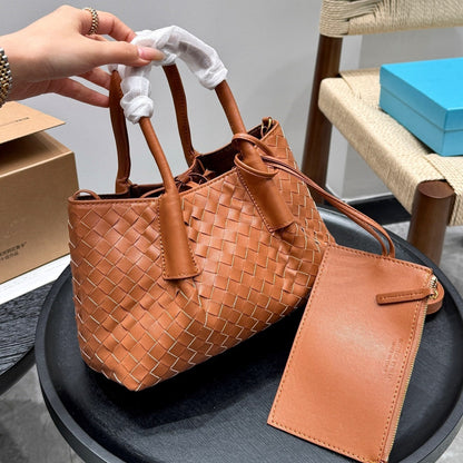 SMALL PINACOTECA TOTE BAG 25 IN RUST BROWN CALFSKIN