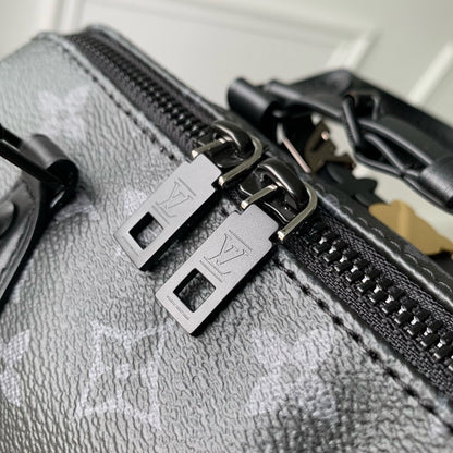 SPEEDY BAG 18 IN BLACK MONOGRAM COATED CANVAS BLACK HARDWARE