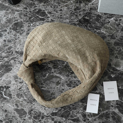 BOTTEGA VENETA 25S SMALL JODIE 48 IN MUTED TAUPE SUEDE GOLD HARDWARE