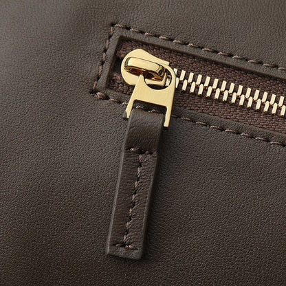 BOTTEGA VENETA 25S LARGE ANDIAMO 42 IN DARK BROWN CALFSKIN GOLD HARDWARE