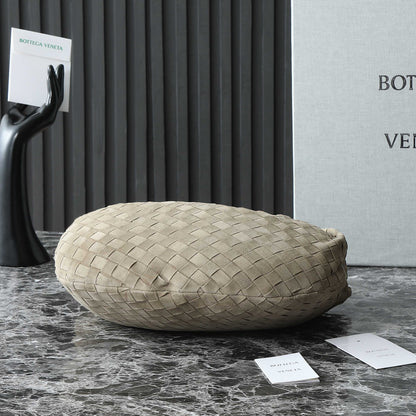 BOTTEGA VENETA 25S SMALL JODIE 36 IN MUTED TAUPE SUEDE GOLD HARDWARE