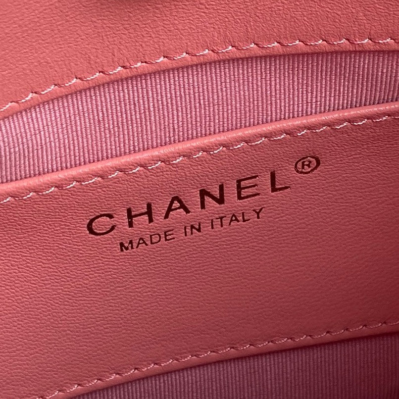 CRUISE DRAWSTRING BACKPACK 24 IN PINK LAMBSKIN GOLD-TONE METALLIC