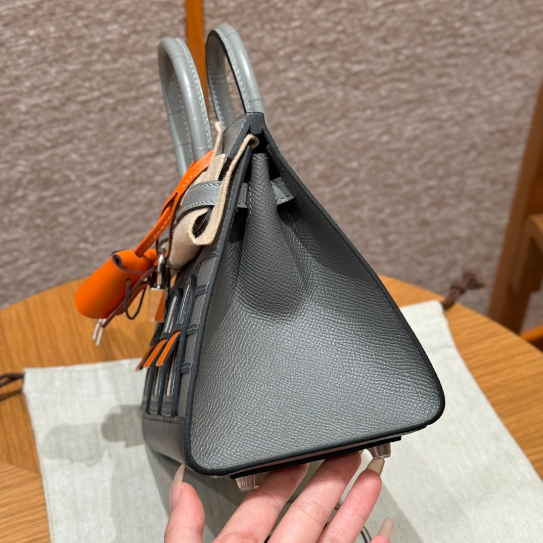 BIRKIN FAUBOURG TOUCH 20 IN DOVE GRAY CALFSKIN WITH SILVER HARDWARE (MADE-TO-ODER)