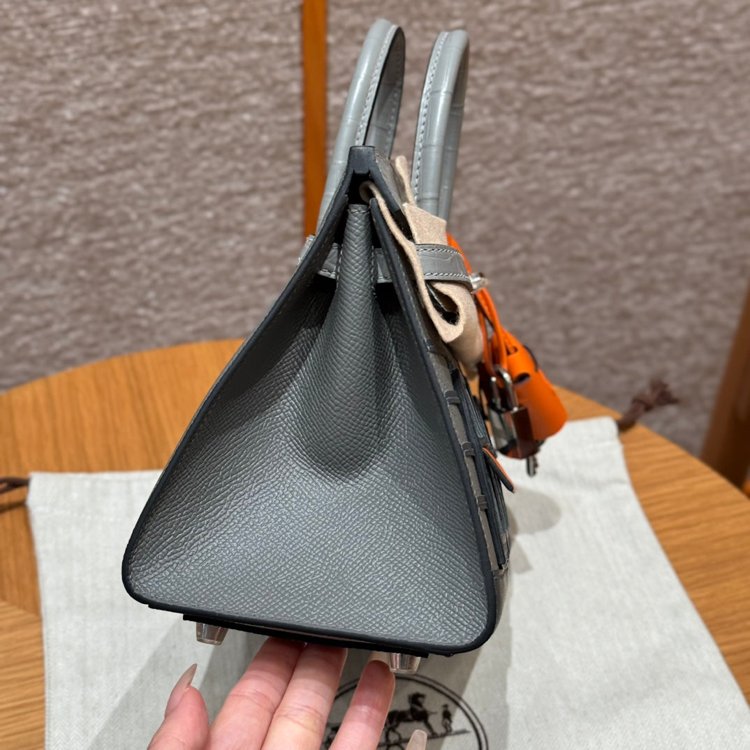 BIRKIN FAUBOURG TOUCH 20 IN DOVE GRAY CALFSKIN WITH SILVER HARDWARE (MADE-TO-ODER)