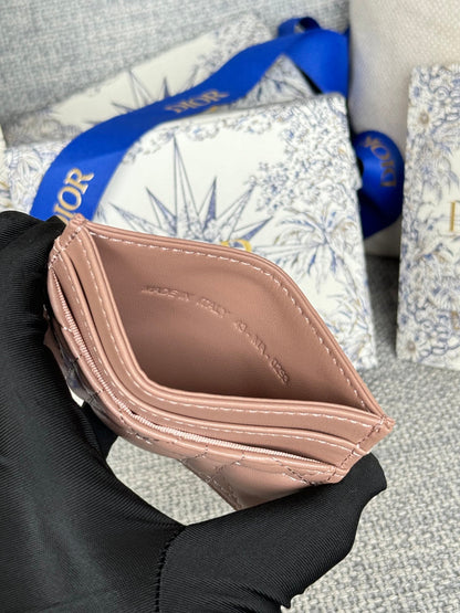 CARO FREESIA CARD HOLDER 10 IN BABY PINK CANNAGE CALFSKIN