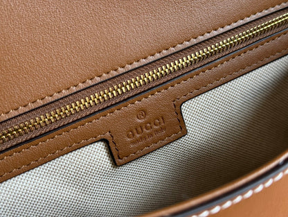 BLONDIE LARGE TOP HANDLE BAG 32 IN BROWN CALFSKIN