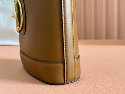 73 SMALL BUCKET BAG 20 IN BROWN SMOOTH CALFSKIN