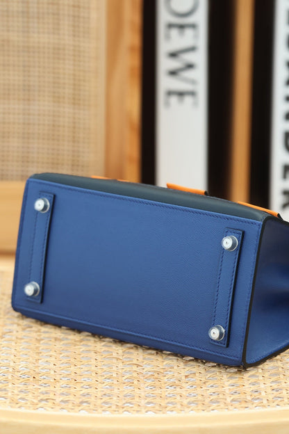 BIRKIN FAUBOURG TOUCH 20 IN NAVY MIX CLASSIC BLUE CALFSKIN WITH SILVER HARDWARE (MADE-TO-ODER)