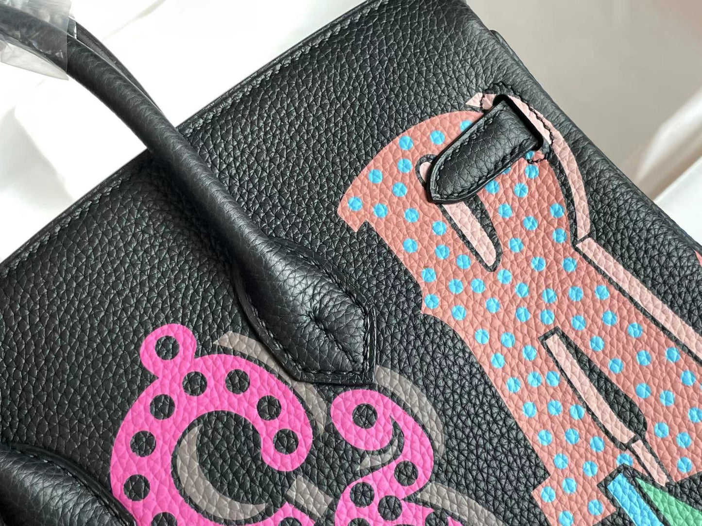 BIRKIN 25 BAG IN BLACK CALFSKIN WITH COLORFUL STICKER (MADE-TO-ODER)