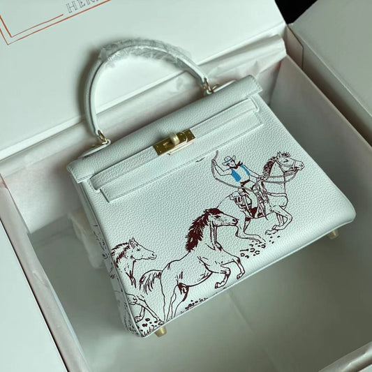 BIRKIN 25 BAG IN WHITE CALFSKIN WITH COLORFUL STICKER 228763 (MADE-TO-ODER)