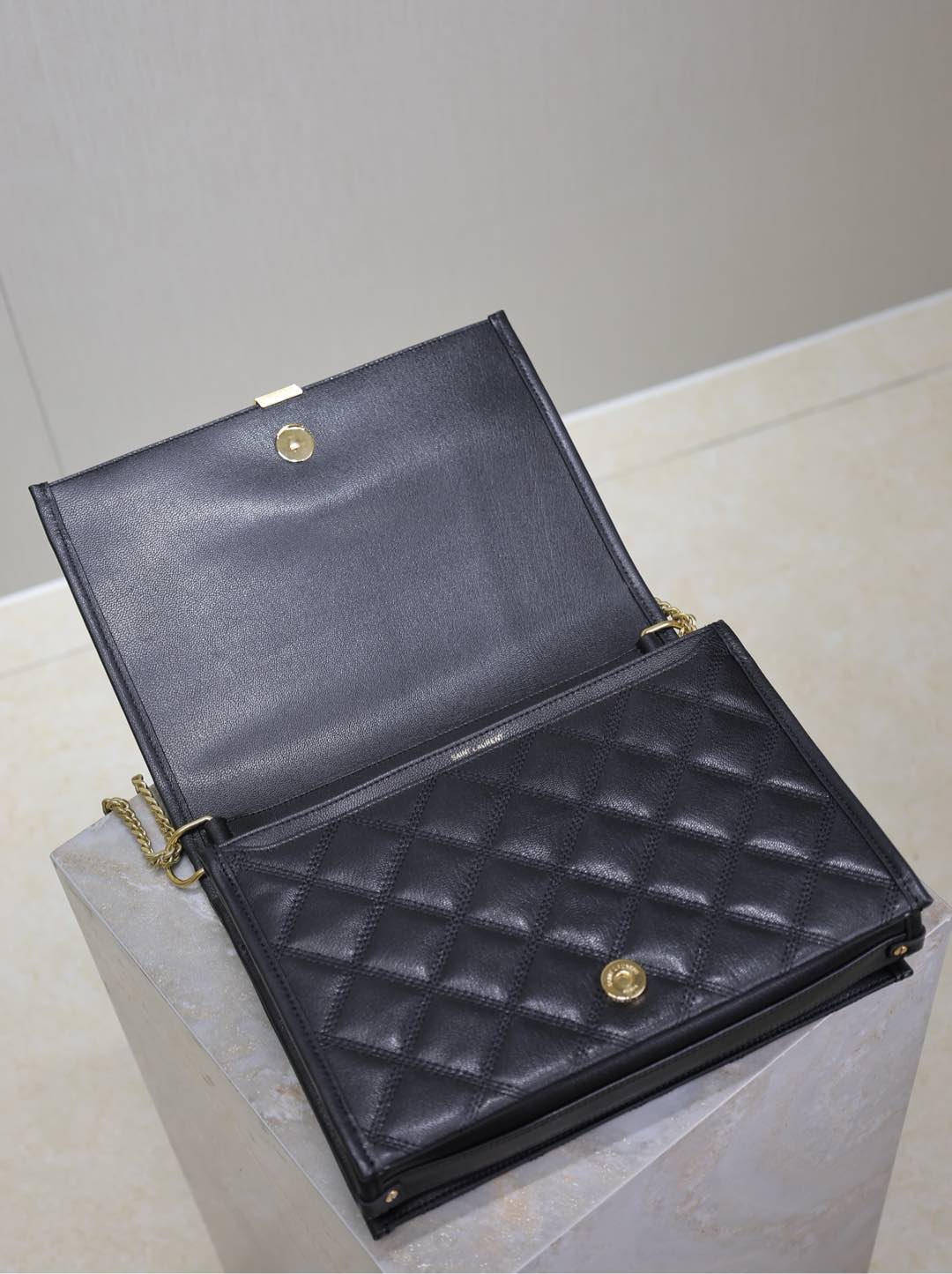 BECKY 26 IN BLACK QUILTED LAMBSKIN GOLD HARDWARE
