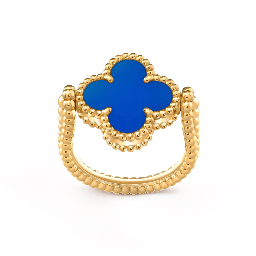 [Clover Jewelry]WENDEBARER BLAUER ACHATRING VON CLOVER