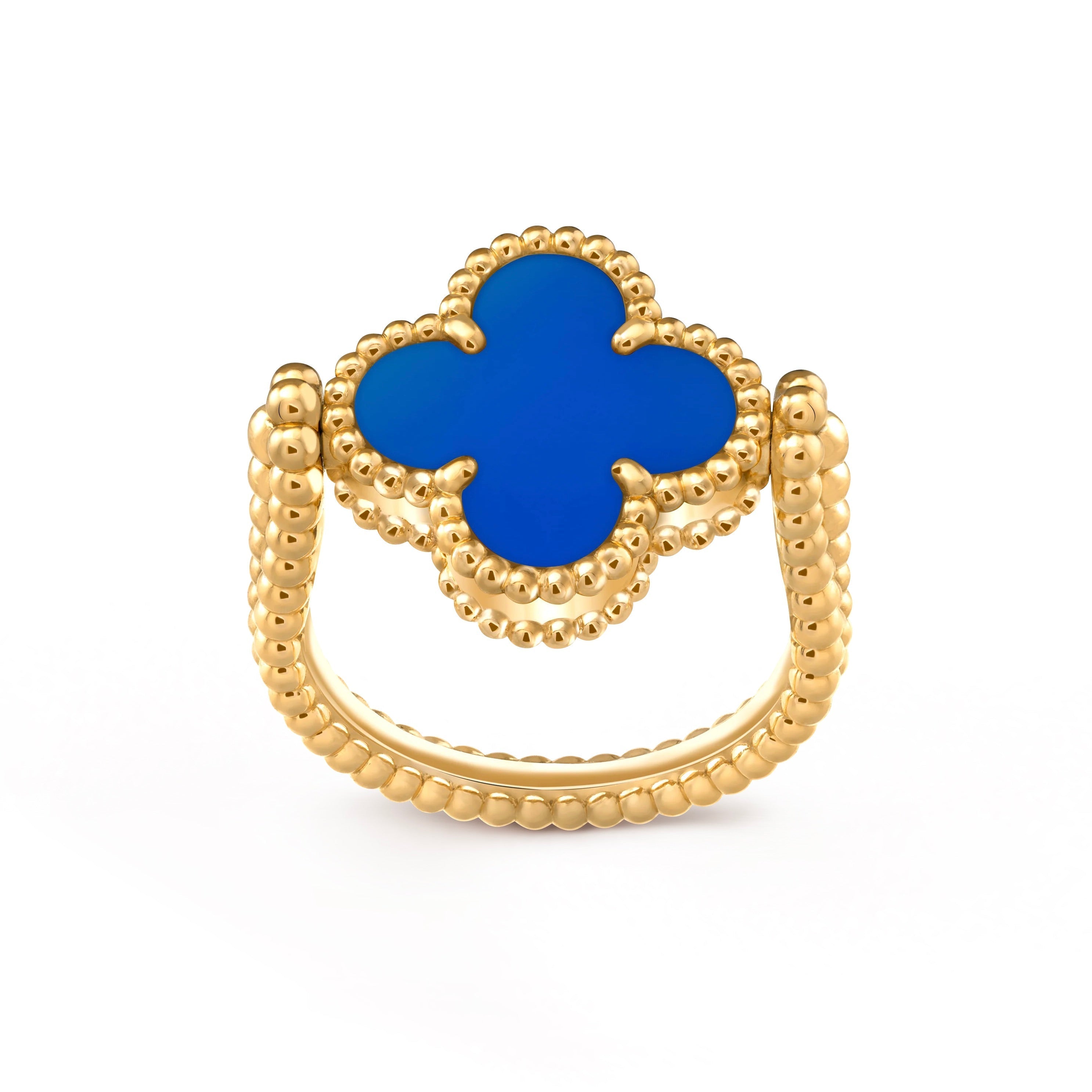 [Clover Jewelry]WENDEBARER BLAUER ACHATRING VON CLOVER