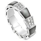 [Clover Jewelry]セルペンティ リング シルバー ダイヤモンド 黒蝶貝 4MM