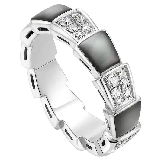 [Clover Jewelery]SERPENTI RING SILVER DIAMOND BLACK MOP 4MM