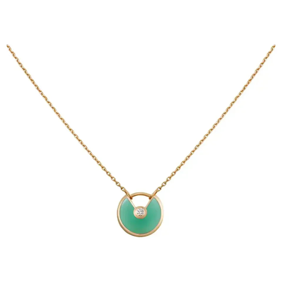 [Clover Jewelery]AMULETTE GOLD MALACHITE NECKLACE