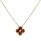 [Clover Jewelry]クローバー 15MM ダイヤモンドとイエロータイガーアイアゲートのネックレス