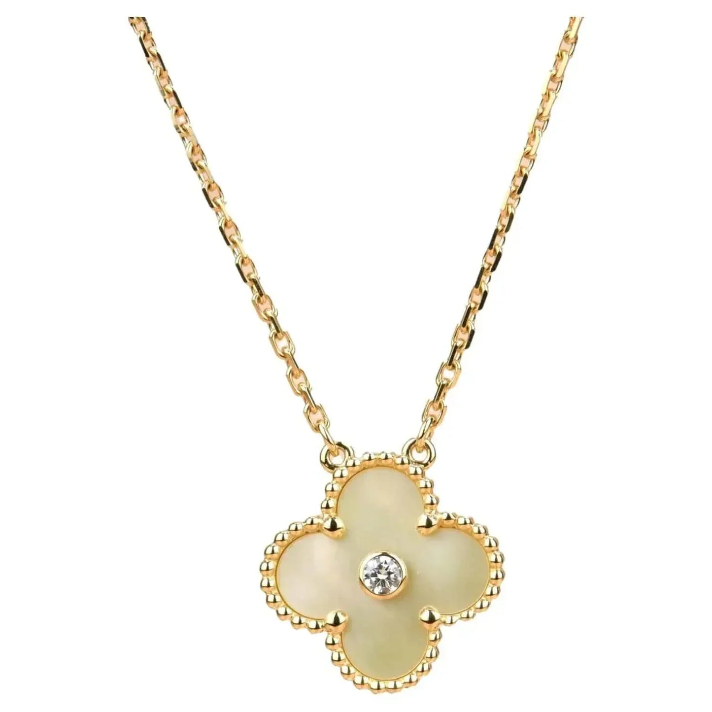 [Clover Jewelery]CLOVER 15MM DIAMOND GOLD MOTHER OF PEARL NECKLACE