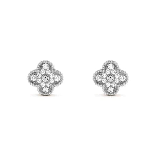 [Clover Jewelry]KLEE 1 MOTIV DIAMANT-OHRSTECKER SILBER