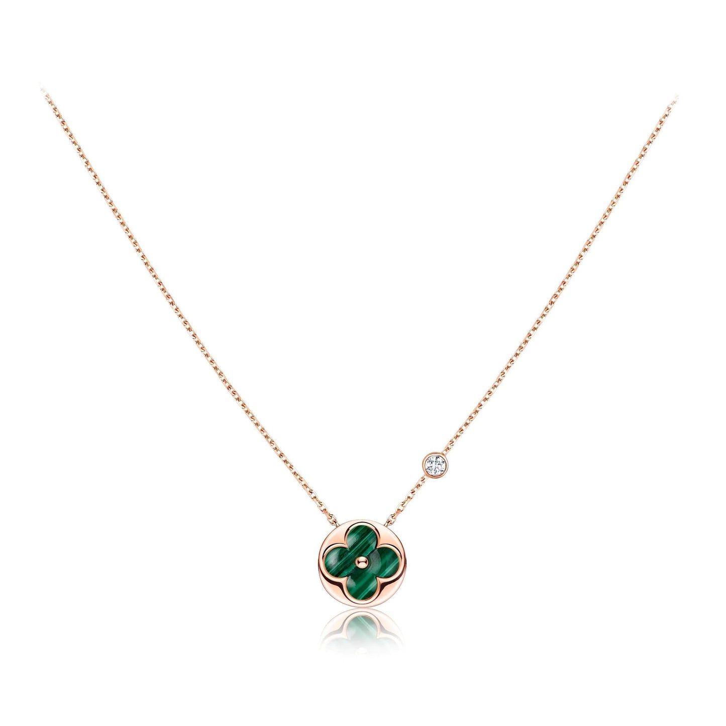 [Clover Jewelery]SUN PEDANT PINK GOLD 1 DIAMOND NECKLACE