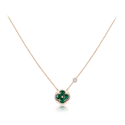 [Clover Jewelery]SUN PEDANT PINK GOLD 1 DIAMOND NECKLACE