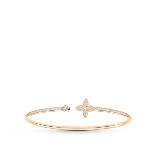 [Clover Jewelery]IDYLLE PINK GOLD OPEN BRACELET DIAMOND PAVED