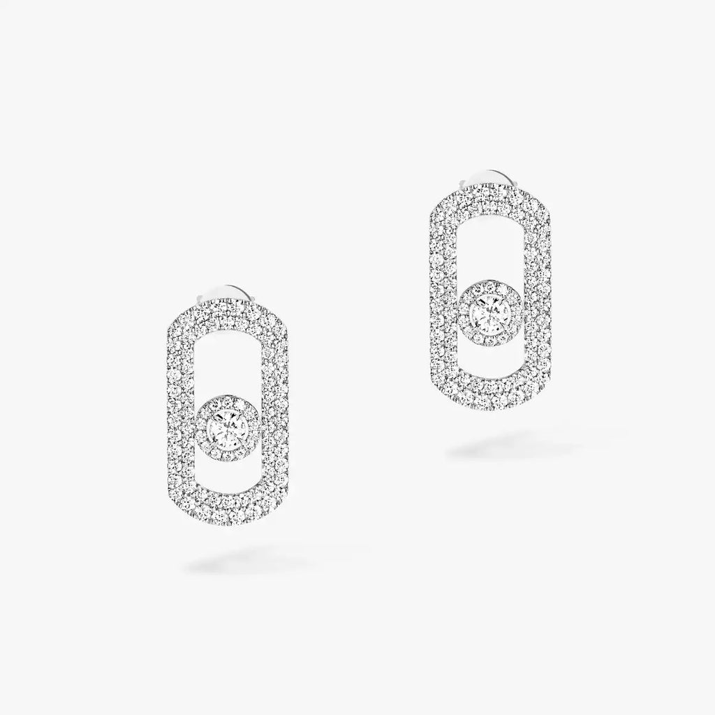 [Clover Jewelry]So Move Pave_-Set Diamond Earrings in Silver