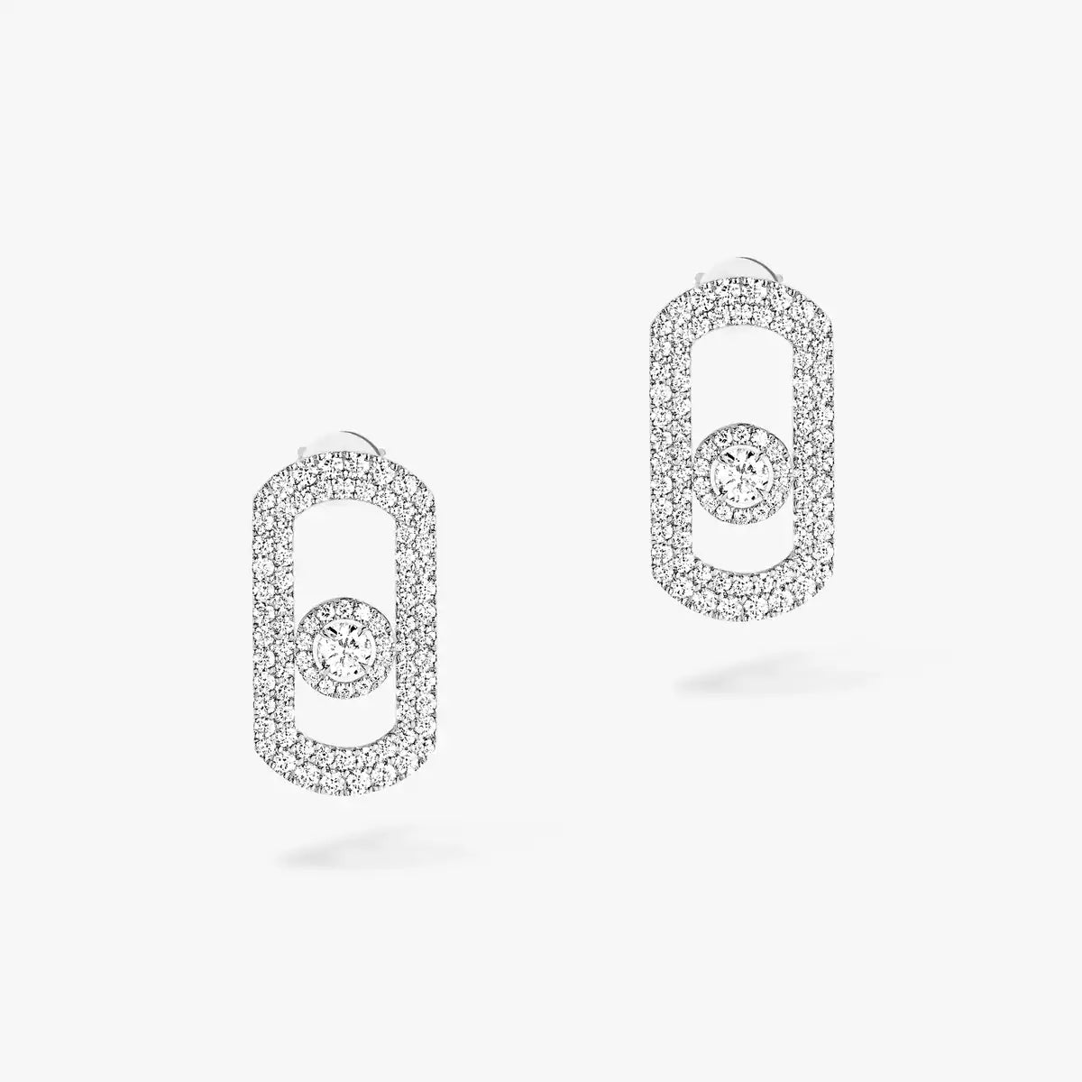 [Clover Jewelry]So Move Pave_-Set Diamond Earrings in Silver